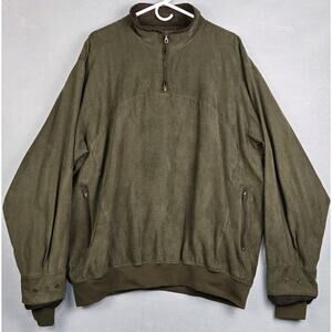 Zero Restriction Herringbone Microsuede Pullover 1/4 Zip Olive Green Mens XL